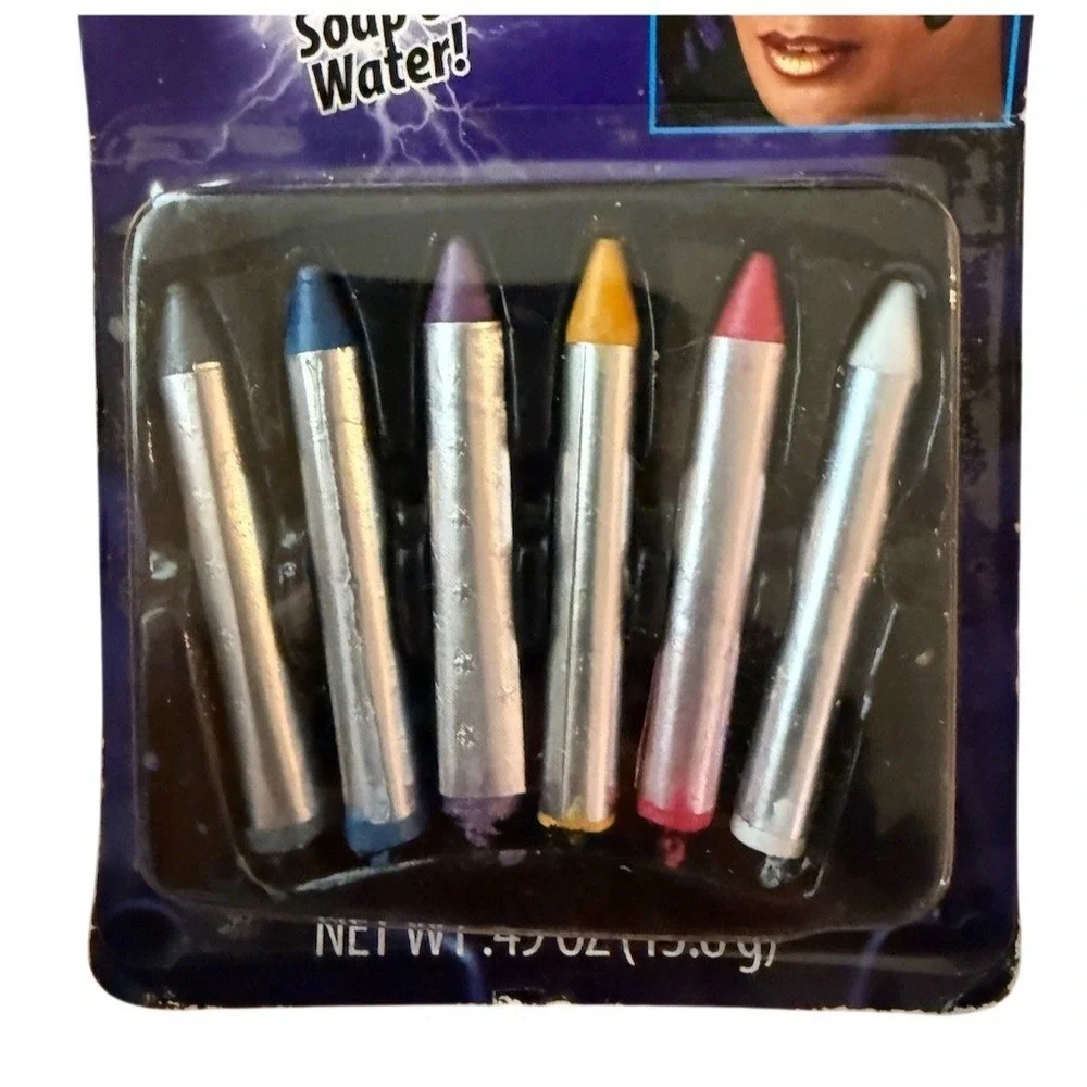 Halloween Fun World Pearlescent Makeup Crayons 6-Pack Washable Face & Body Set